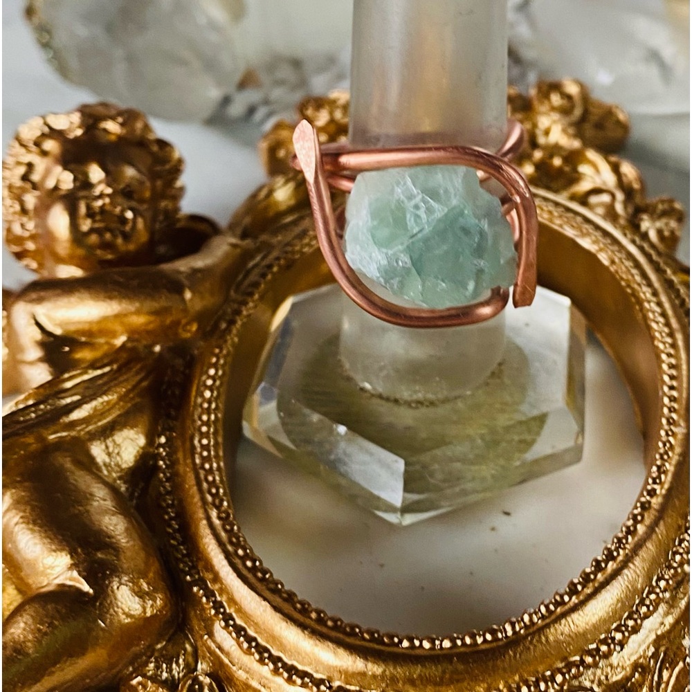 Teal Fluorite Copper Ring
